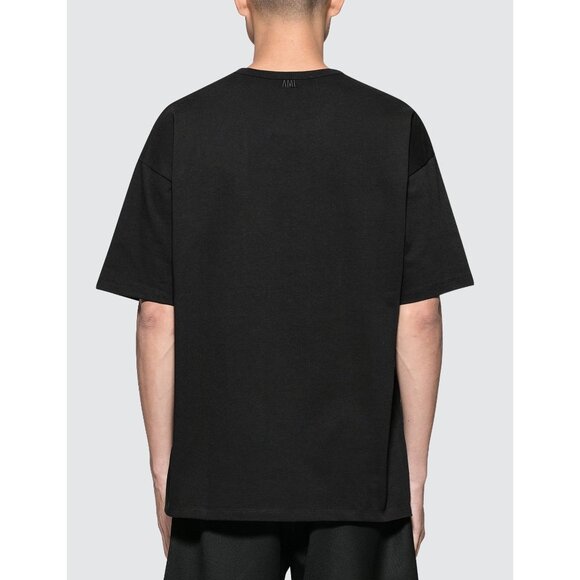 AMI  Black Big Ami Logo Crewneck  T Shirt Men  Black  size  XXL - Picture 2 of 9